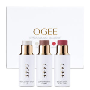 supplement products​Ogee Face Stick Crystal Collection Trio - Contour Stick Makeup Collection - Certified Organic Contour Palette - Includes Bronzer Stick, Blush Stick & Highlighter Stick - JerryCherryUSA