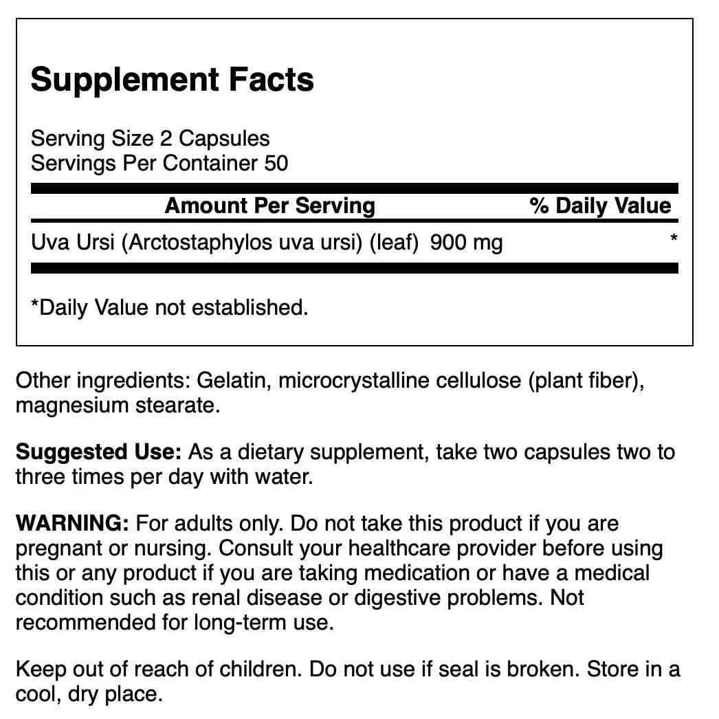 Swanson Full-Spectrum Uva Ursi Leaf - Herbal Supplement Supporting Kidney & Urinary Tract Health - May Support Cardiovascular System Function & Bladder Health - (100 Capsules, 450mg Each)