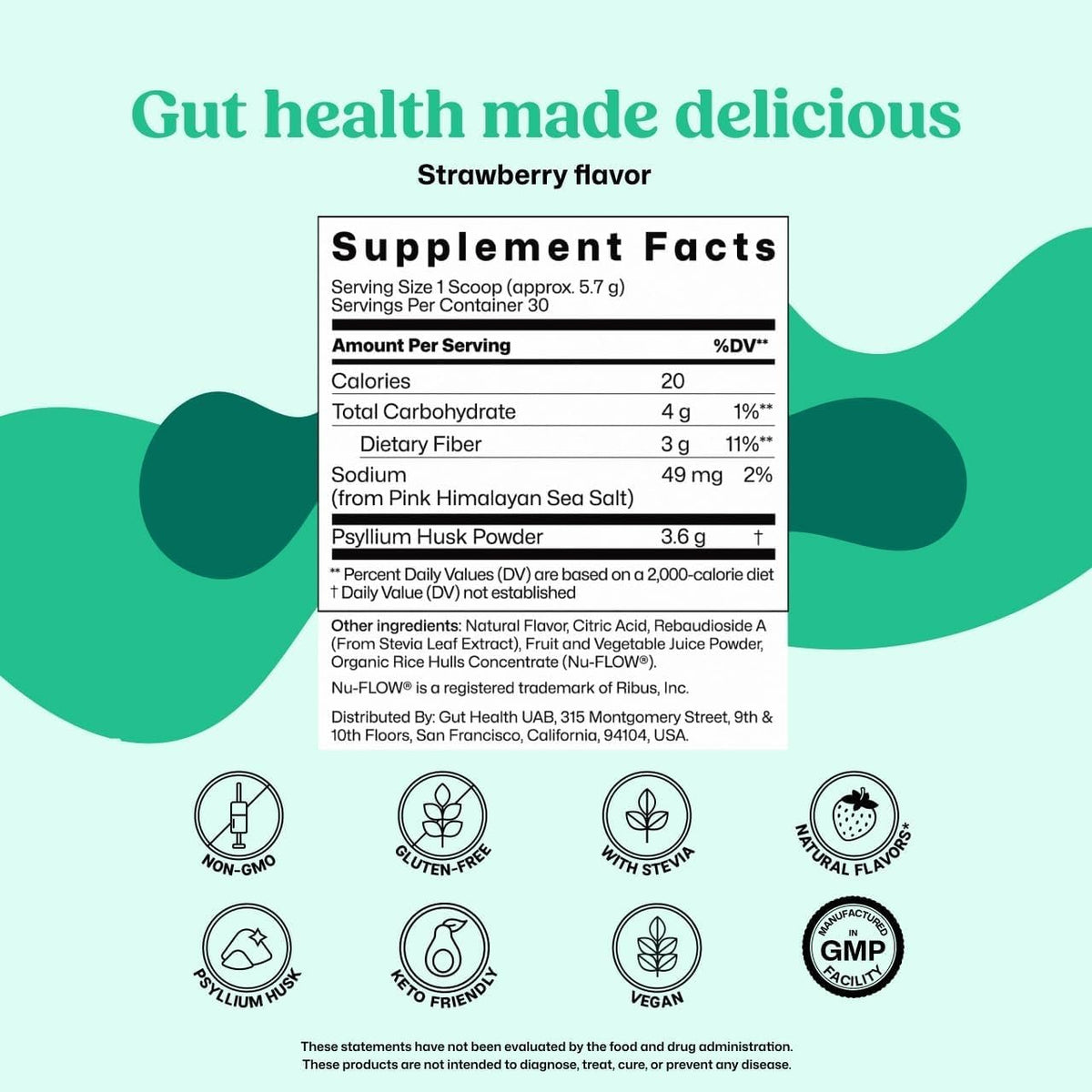 ColonBroom Psyllium Husk Powder (Strawberry, 30 Servings) - Colon Cleanse for Bloating Relief & Gut Health - Colon Broom Fiber Powder Drink - Vegan, Gluten Free, Non-GMO Fiber Powder Supplement