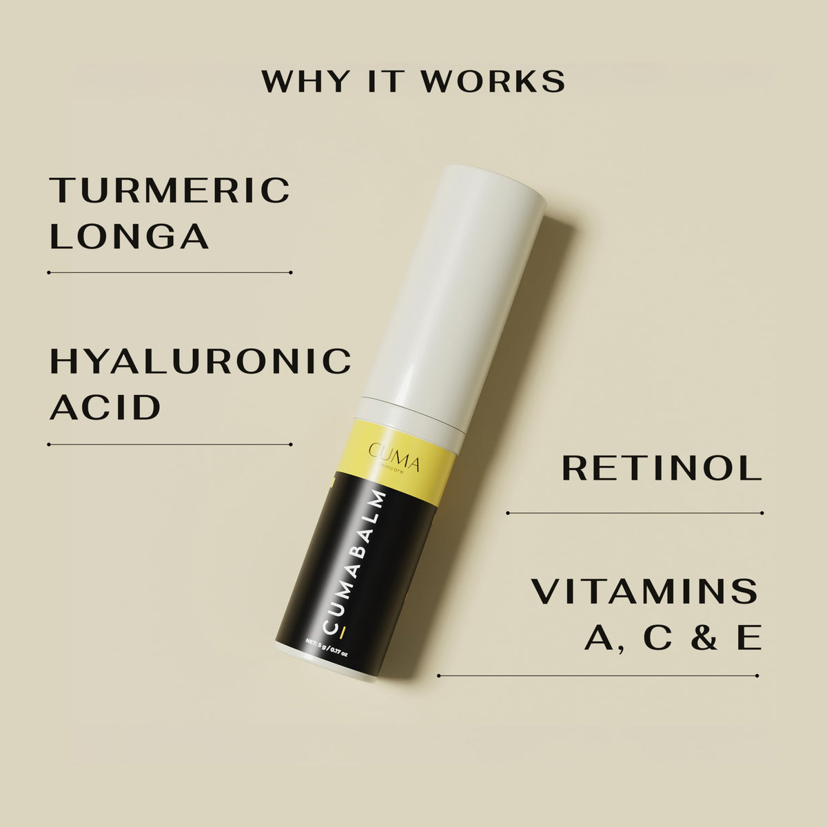 CumaBalm™ Eye Balm with Turmeric & Retinol for Puffy Eyes & Dark Circles - Vegan Anti-Aging Treatment