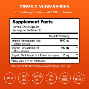 NutraChamps Organic Ashwagandha Capsules, 2000mg Adrenal Fatigue, Thyroid & Mood Support Ashwagandha Supplements, Ashwagandha Root Powder & Lemon Balm, Superior Absorption with Black Pepper NutraChampsBuy Supplements Australia
