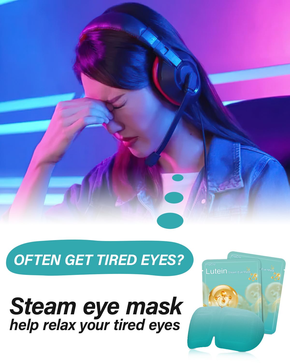 16 Packs Lutein Steam Eye Masks - Self-Heated Warm Compress for Dry Eyes