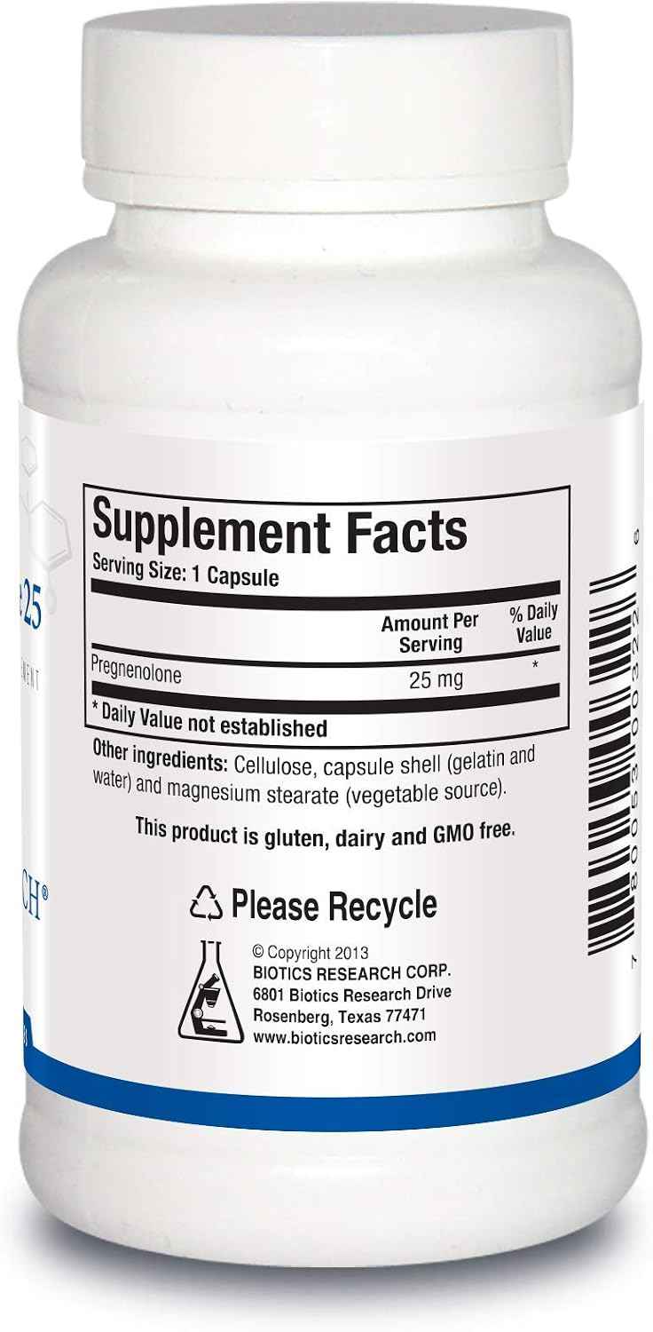 Biotics Research Pregnenolone 25-25 mg Pregnenolone Support, Memory & Hormone Balance, Hormone Precursor or Parent Hormone. 90 Capsules