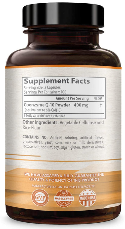 Healthy Way CoQ10 400mg 200 Capsules Non-GMO