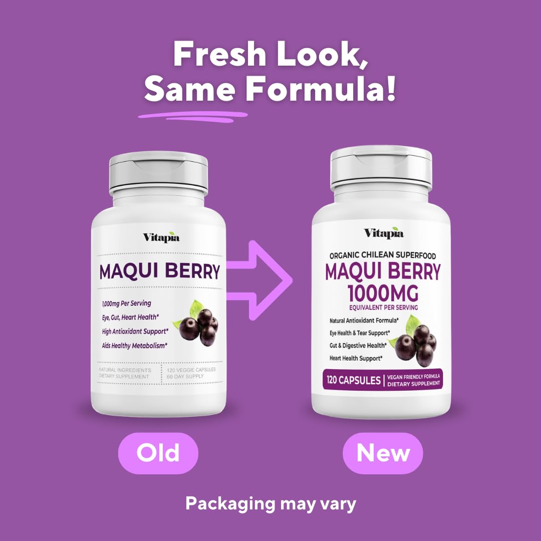 Vitapia Maqui Berry 1000mg - Maqui Berry Powder Supplement - Vegan Friendly, Non-GMO and Gluten-Free - 120 Veggie Capsules