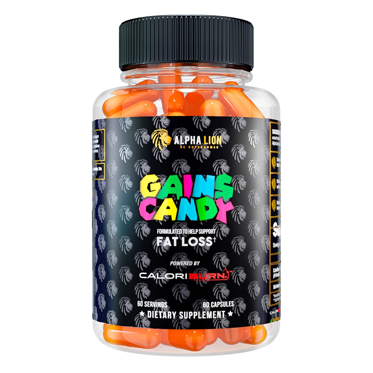 ALPHA LION Gains Candy, Supplement Pills that Support Weight Loss, Appetite Suppressant, Keto-Diet Friendly, Decrease Body Fat, Upgrade Energy & Workout Performance, 60 Capsules (MitoBurn)