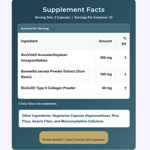 Dr. Colbert, MD Joint Formula - by Divine Health - Joint Health - AvoVida - Boswellia - 60 Capsules - 30 Servings