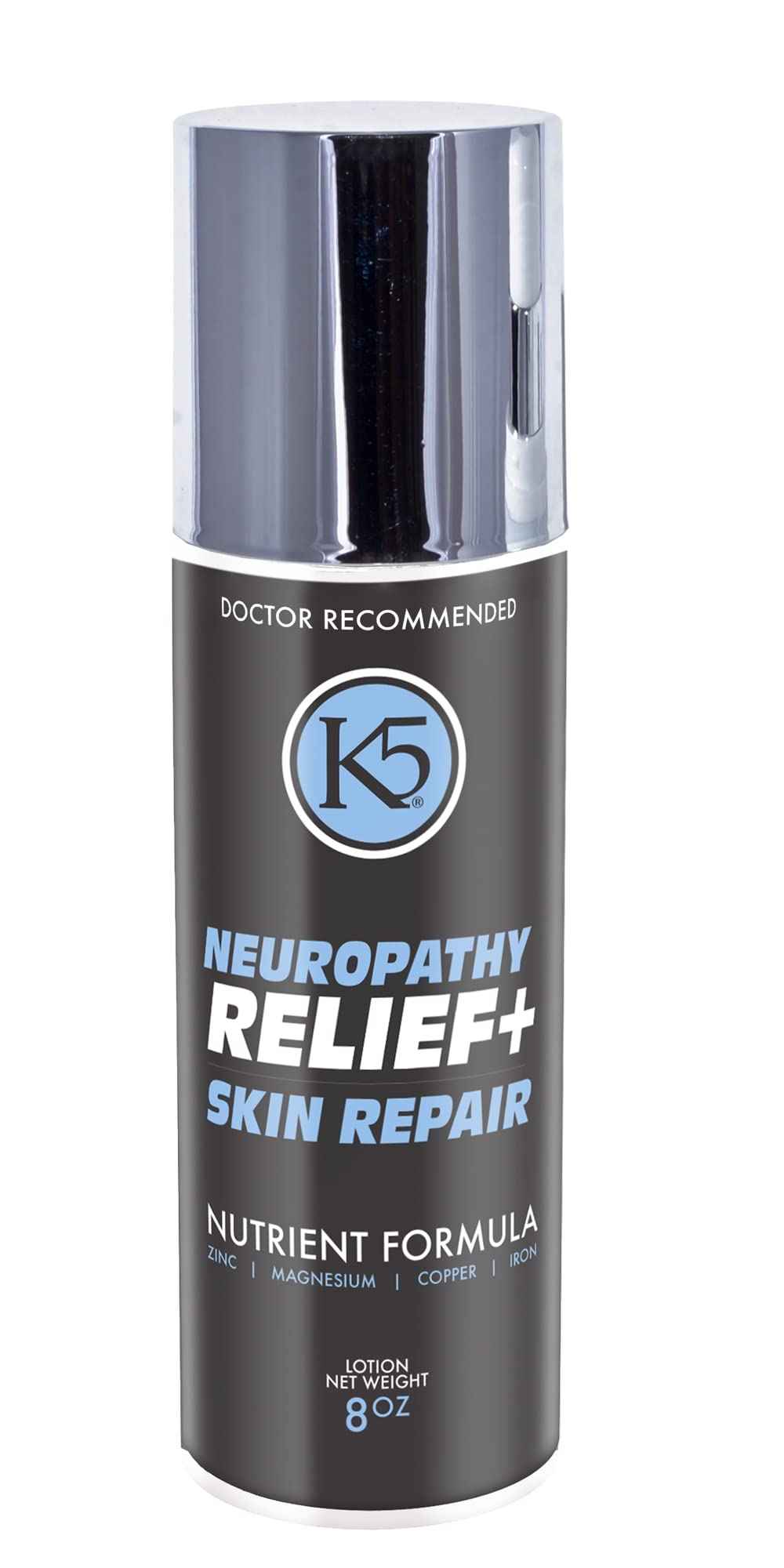K5 Neuropathy Relief & Skin Healing Cream - Doctor Recommended for Feet, Legs and Toes - Over 20 Vitamins & Minerals - Reduce Neuropathy Symptoms & Repair Damaged Skin (8 Fl Oz)