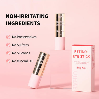 UJhay Retinol Eye Stick - Anti-Aging Eye Balm with Caffeine & Vitamin C for Dark Circles, Puffiness & Wrinkles - Hydrating Under-Eye Stick