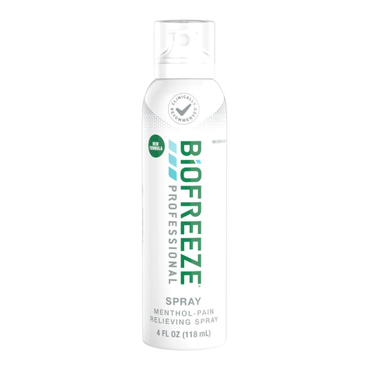 Biofreeze Professional Menthol Pain Relieving Spray 4 FL OZ Colorless Aerosol Spray for Relief Associated with Sore Muscles, Arthritis, Simple Backaches, and Joint Pain (Packaging May Vary)