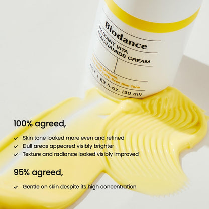 BIODANCE Radiant Vita Niacinamide Cream, Brightening, Dark Spot Correcting, Hydrating Facial Moisturizer with Vitamin C, B12, Korean Skin Care, Mothers Day Gifts | 1.69 fl.oz, 50ml