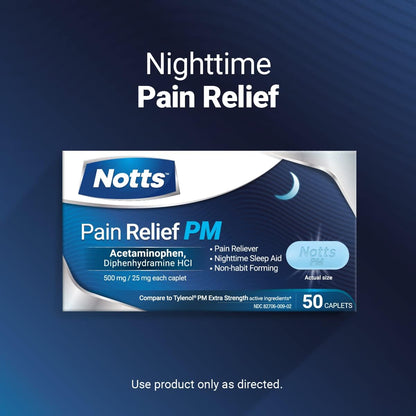 NOTTS Acetaminophen Caplets 50 Count and AXIV VroZzz Melatonin Gummies 10 mg, 60 Count