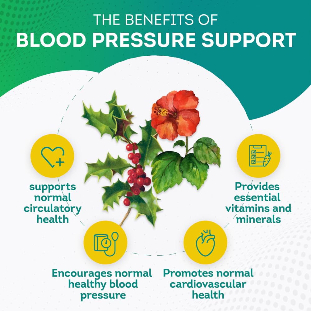 PurePremium Blood Pressure Support Supplement with Hawthorn, Hibiscus & Garlic