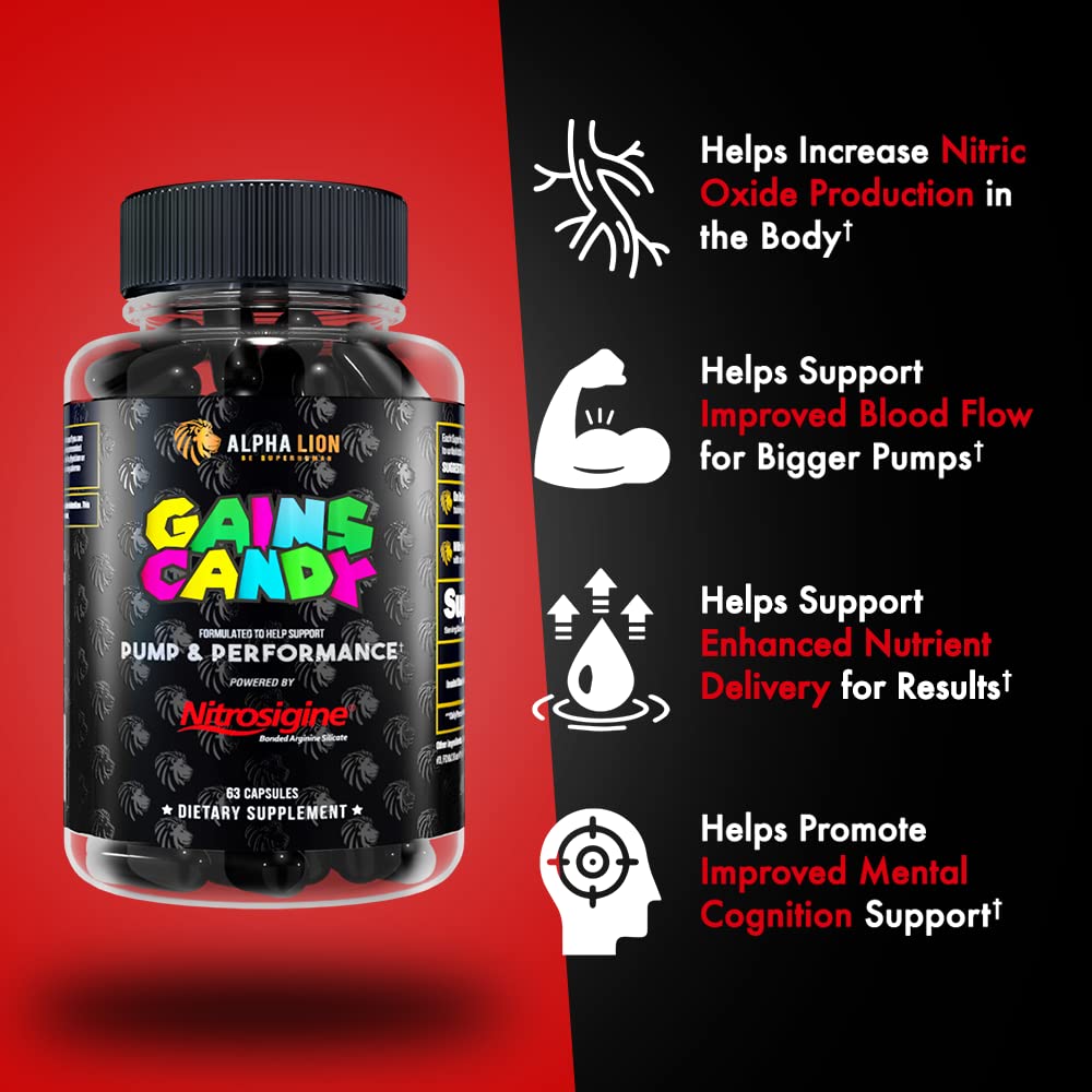 ALPHA LION Gains Candy, Supplement Pills that Support Weight Loss, Appetite Suppressant, Keto-Diet Friendly, Decrease Body Fat, Upgrade Energy & Workout Performance, 60 Capsules (MitoBurn)