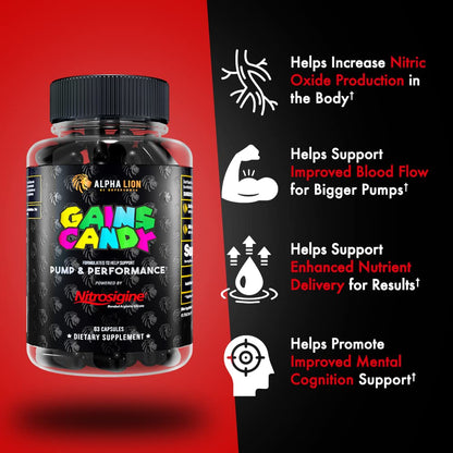 ALPHA LION Gains Candy, Supplement Pills that Support Weight Loss, Appetite Suppressant, Keto-Diet Friendly, Decrease Body Fat, Upgrade Energy & Workout Performance, 60 Capsules (MitoBurn)