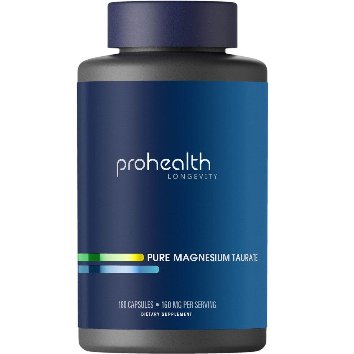 ProHealth Pure Magnesium Taurate, 160mg per Serving - Optimal Bioavailability Supplement for Healthy Aging - Supports Brain, Heart, and Muscle Health - Third-Party Tested for Quality - 180 Capsules