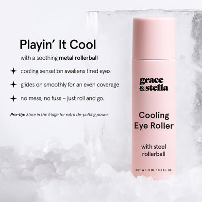 Grace & Stella Under Eye Brightener - 15ml (0.51oz) - Cooling Caffeine & Ceramide Eye Serum with Metal Rollerball