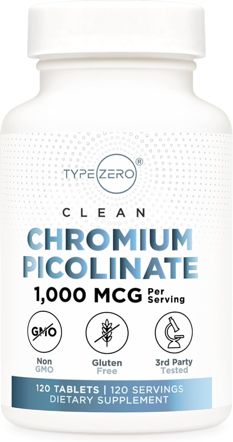 Type Zero Clean Chromium Picolinate (1000mcg) 120 Tablets, Gluten-Free - GMO-Free