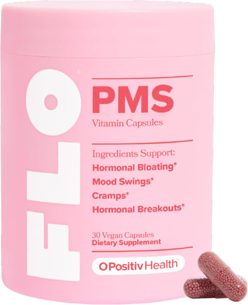 FLO PMS for Hormonal Breakouts, Bloating, Cramps, & Mood - 30-Day Supply