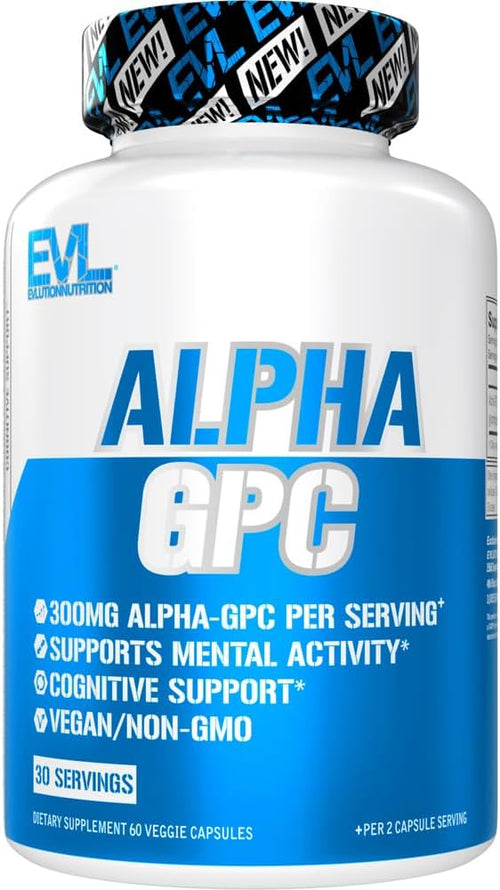 Nootropic Alpha GPC Supplement - Nootropics Brain Support Supplement Acetylcholine Precursor and Mood Support Nutrient - EVL Nutrition Alpha GPC 600mg per Serving for Cognitive Function (30 Servings)