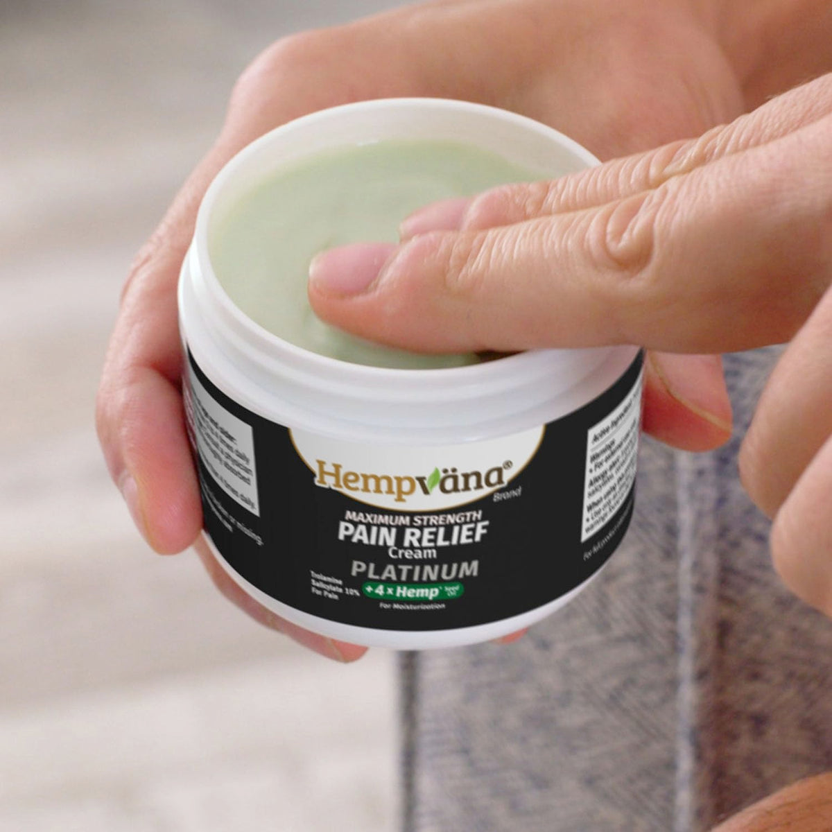Hempvana Platinum Maximum Strength Relief Cream 4X Hemp for Muscles, Joints, Back, Knees, Shoulders, Neck, Elbows, Hands, Feet. AS SEEN ON TV. Odor-Free, Non-Greasy, Quickly Absorbs, 4X More Hemp