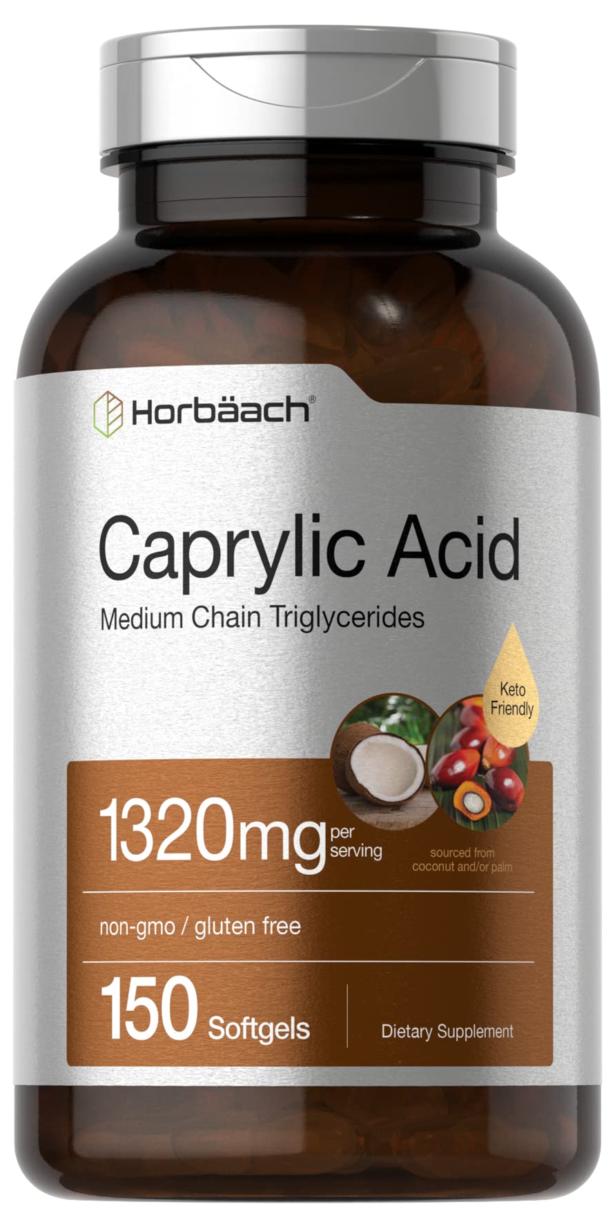 Horbaach Caprylic Acid Supplement 1320mg | 150 Softgel Capsules