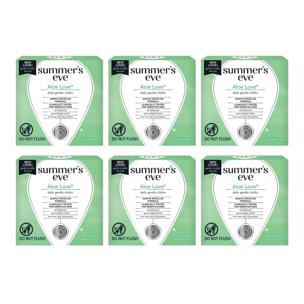 Summers Eve Cleansing Cloths 16 Count Aloe Love (6 Pack)