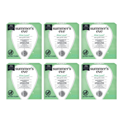 Summers Eve Cleansing Cloths 16 Count Aloe Love (6 Pack)