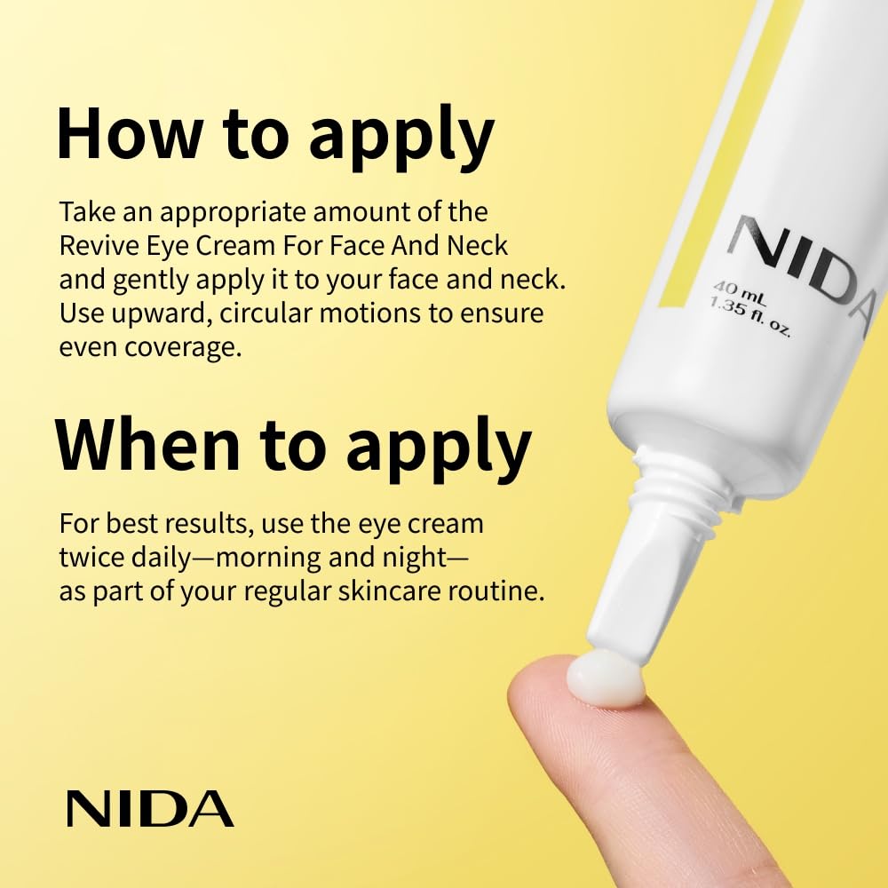 NIDA Revive Eye Cream for Face & Neck - Probiotic, Retinal & Peptide Formula for Wrinkles, Firmness & Cell Turnover (1.35 fl. oz / 40ml)