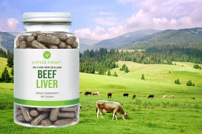 Antler Farms New Zealand Beef Liver Capsules - Grass Fed, 180 Capsules - 100% Pure Desiccated Grass Fed Beef Liver Supplement, Cold Processed, rBGH Free, No Fillers or Additives