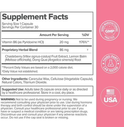 FLO PMS for Hormonal Breakouts, Bloating, Cramps, & Mood - 30-Day Supply
