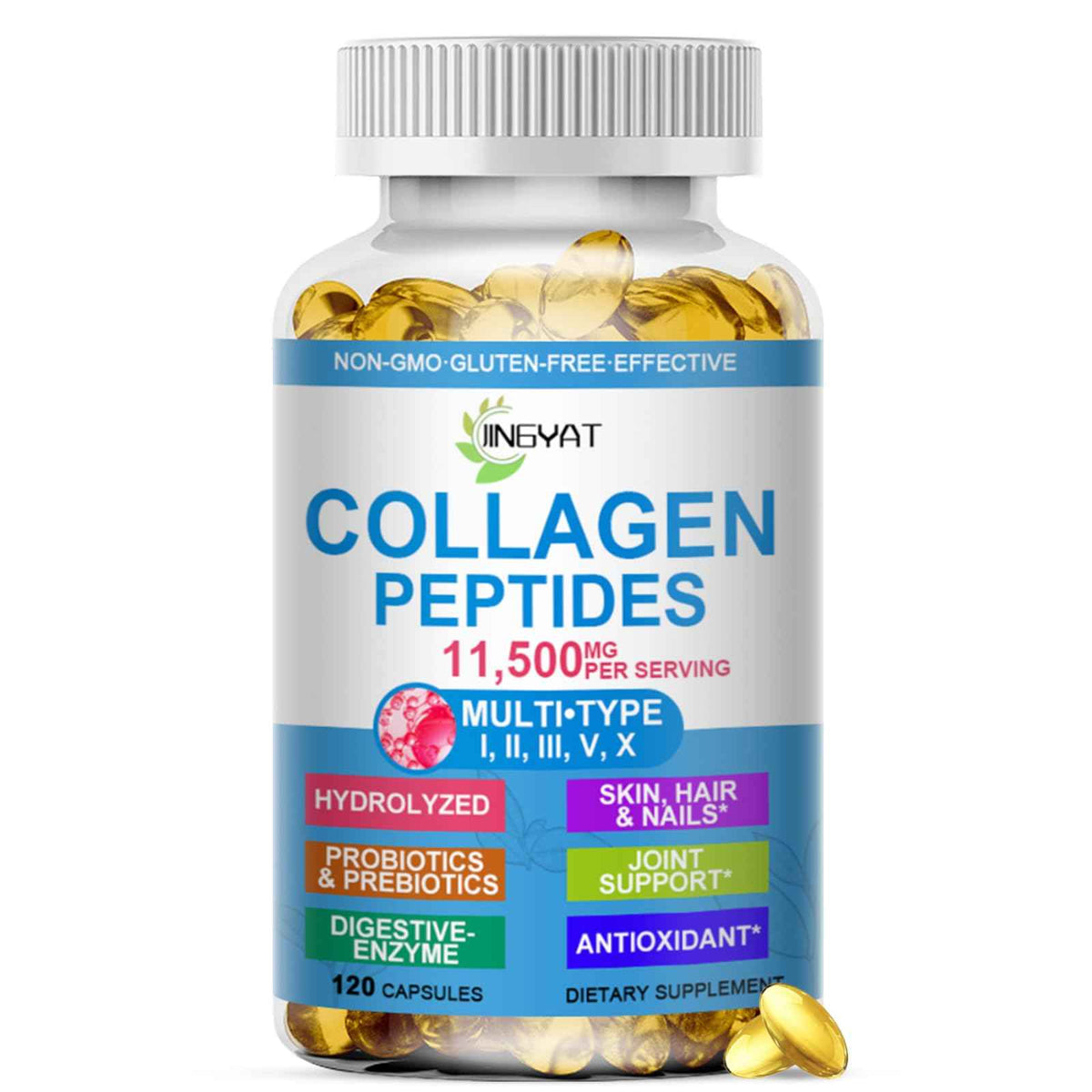 Collagen Peptides Softgels, Multi Collagen Peptide w/ Glucosamine Chondroitin MSM Biotin, Hydrolyzed Collagen Peptides Complex for Women Supports Skin Hair