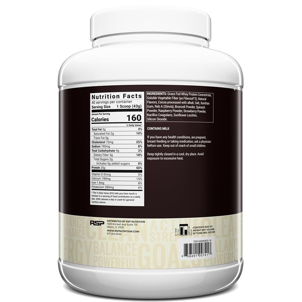 TrueFit Grass-Fed Whey Protein Powder + Fiber & Probiotics, Vanilla Shake - 25g Gut Healthy Protein with Fiber, Probiotics & Non-GMO Superfoods for Complete Meal Replacement Shake with Nothing Fake