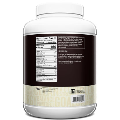 TrueFit Grass-Fed Whey Protein Powder + Fiber & Probiotics, Vanilla Shake - 25g Gut Healthy Protein with Fiber, Probiotics & Non-GMO Superfoods for Complete Meal Replacement Shake with Nothing Fake