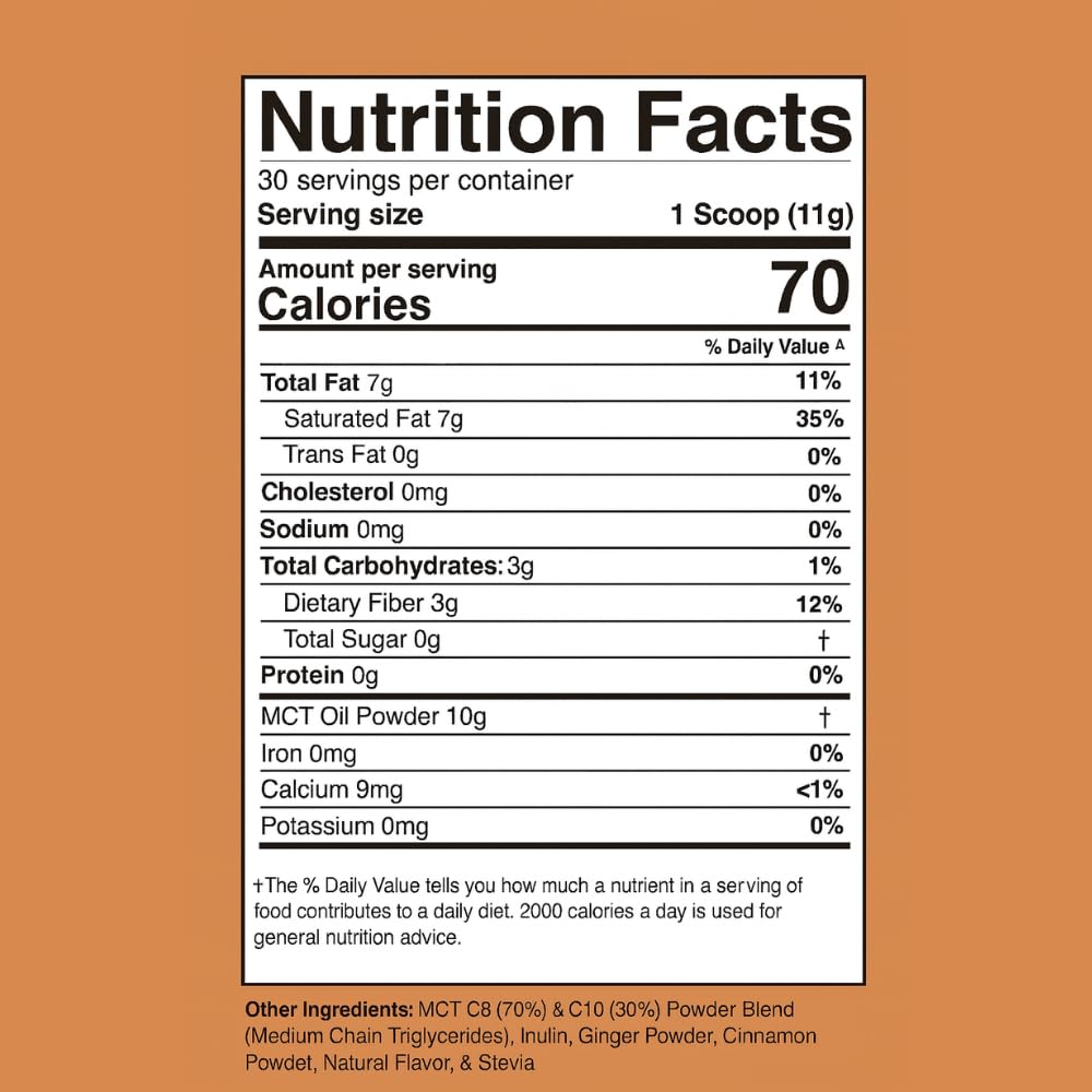 Dr. Colbert, MD MCT Oil Powder | Gingerbread Flavor | by Divine Health | Keto Zone | 70% C8 30% C10 | 0 Net Carbs | Gluten Free | 30 Day Supply | 330g