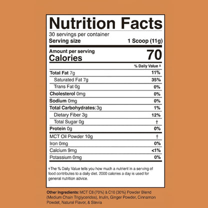Dr. Colbert, MD MCT Oil Powder | Gingerbread Flavor | by Divine Health | Keto Zone | 70% C8 30% C10 | 0 Net Carbs | Gluten Free | 30 Day Supply | 330g