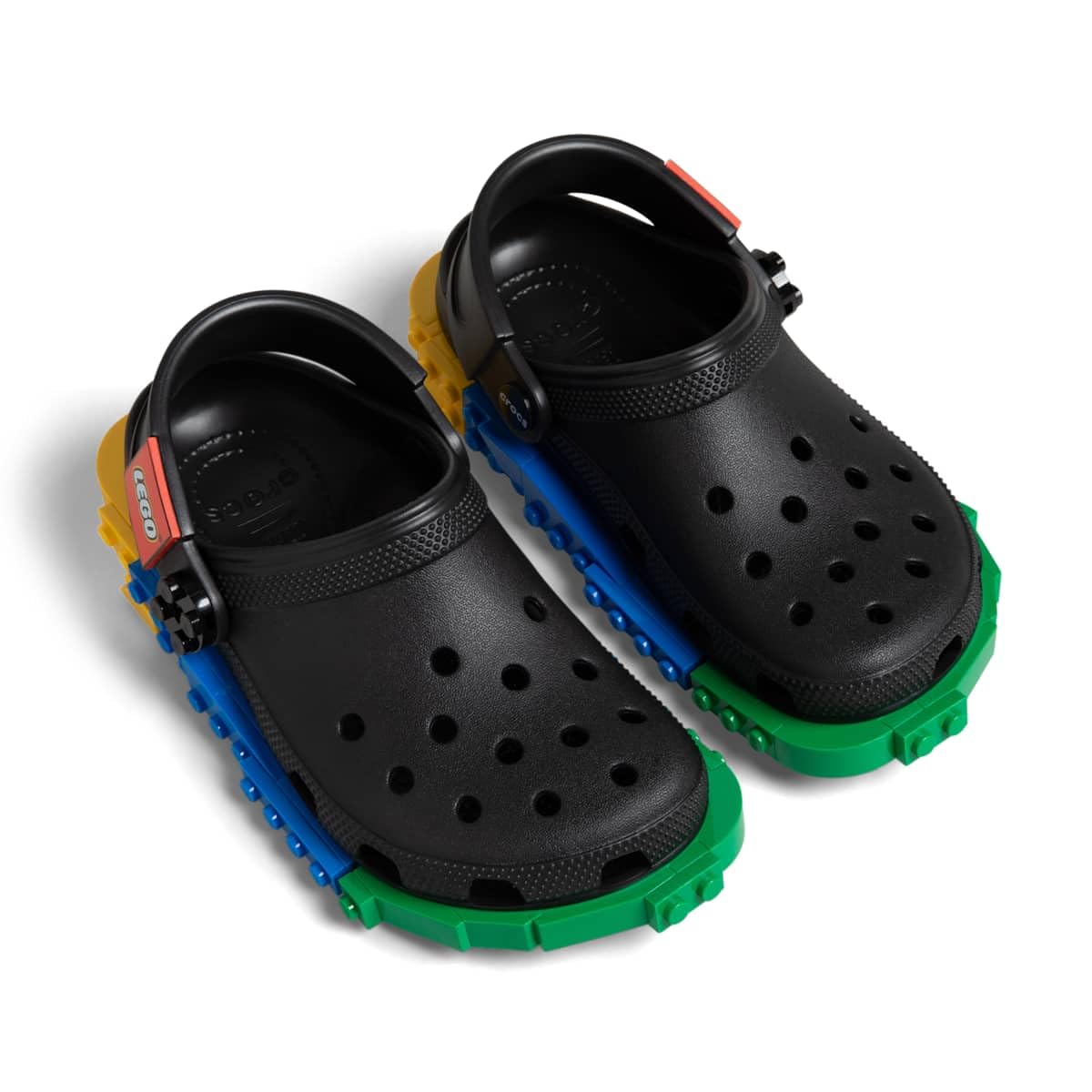 Crocs Unisex-Child Classic LEGO System Clogs, LEGO Shoes for Kids, Black, 2 Little Kid