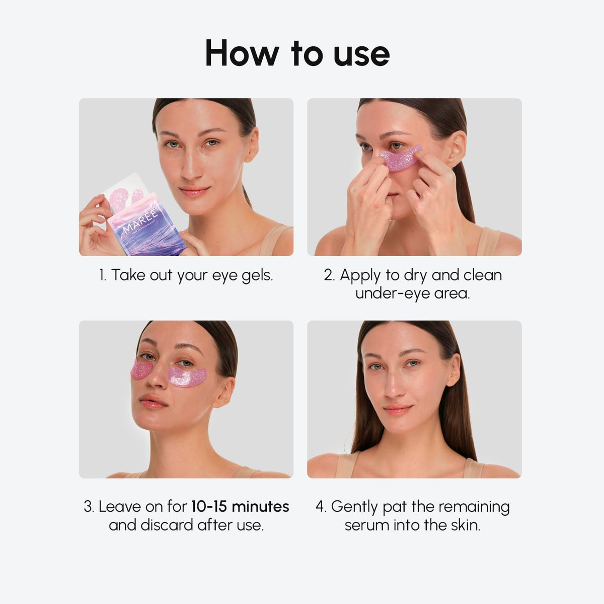 MAREE Violet Eye Gels - Marine Collagen Under Eye Patches for Puffiness, Dark Circles & Intensive Hydration