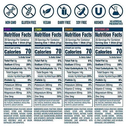 DripDrop Hydration - Electrolyte Powder Packets - Watermelon, Berry, Orange, Lemon