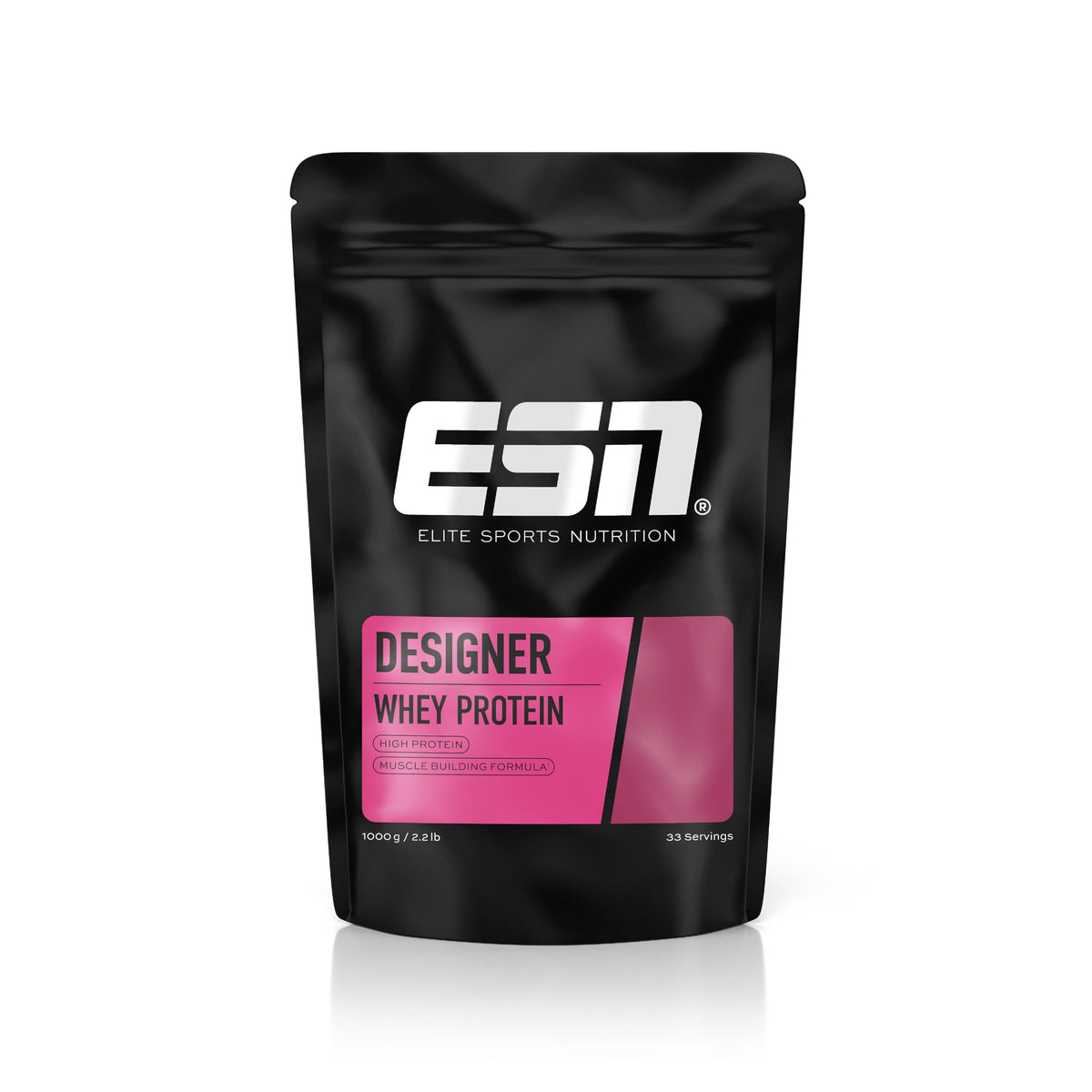 ESN Designer Whey Protein Powder, Strawberry, 1000 g, 2.2 lbs, 33 Servings