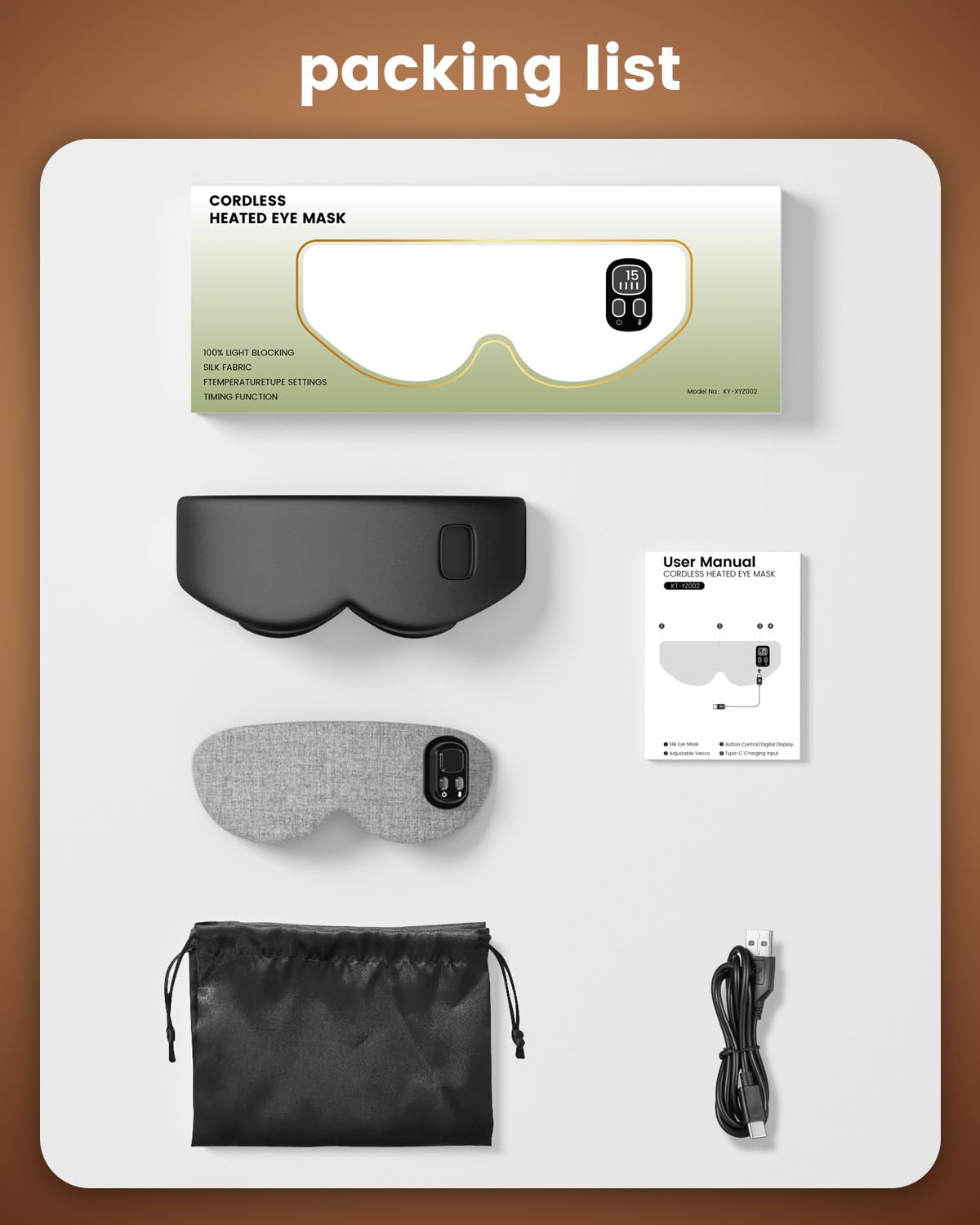 Anydance Cordless Heated Eye Mask – Rechargeable Warm Compress for Dry Eyes & Sleep Relief (Black)