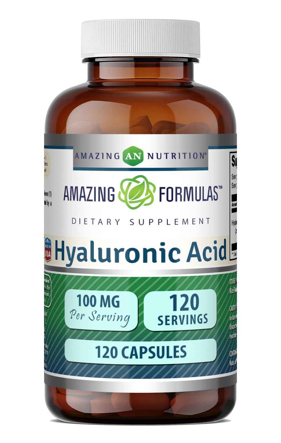 Amazing Formulas Hyaluronic Acid 100 Mg Supplement - Capsules - Non-GMO - Gluten-Free - Made in USA (1 Pack, 360 Count)