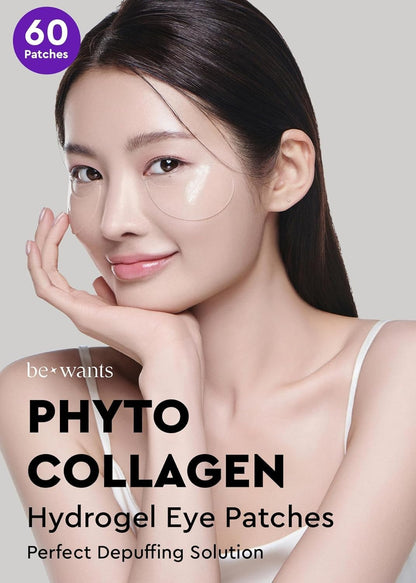 Bewants Under Eye Patches – Korean Eye Masks with Vegan Collagen & Bamboo Water for Dark Circles (60 Pcs)