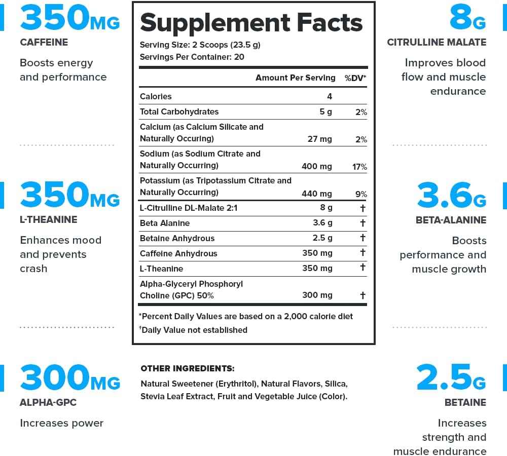 LEGION Pulse Pre Workout Supplement - All Natural Nitric Oxide Preworkout Drink to Boost Energy, Creatine Free, Naturally Sweetened, Beta Alanine, Citrulline, Alpha GPC (Fruit Punch & Blue Raspberry)