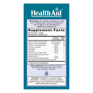 HealthAid LungForte 30 Tablets – Daily Antioxidant Lung Support with NAC, Resveratrol, Olive Leaf, Thyme & Vitamins A, C & D3 – Vegetarian, Non‑GMO HealthAidBuy Supplements Australia