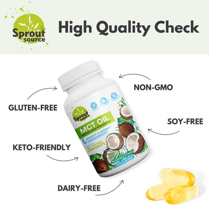 Sprout Source MCT Oil Softgels 1000mg, C8 C10 Keto, 90-Day Supply
