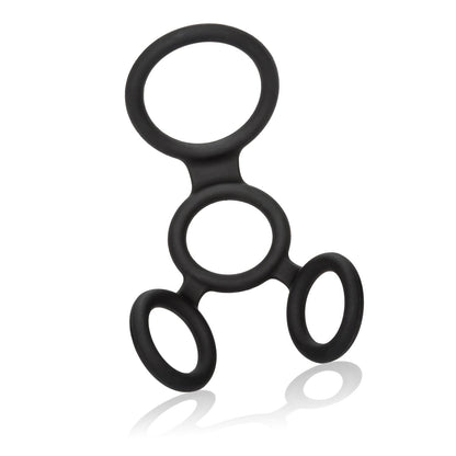 CalExotics Full Spreader Silicone 4-Ring Design Erection Enhancer, (12757_Black)