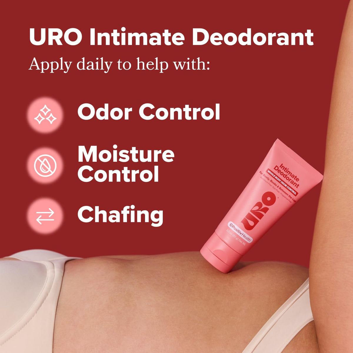 URO Intimate Deodorant - Aluminum Free, Odor & Chafing Control - 3 Oz