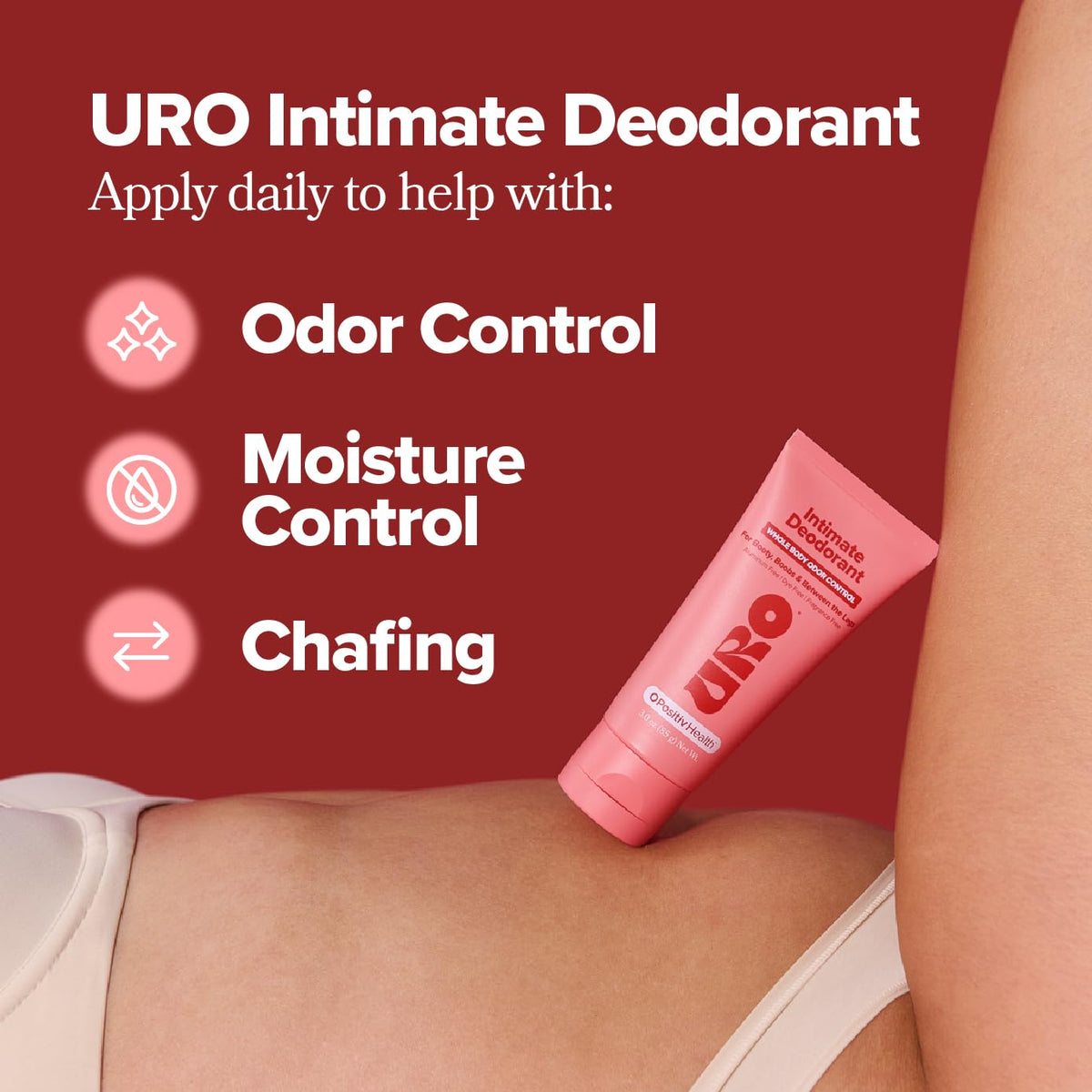 URO Intimate Deodorant - Aluminum Free, Odor & Chafing Control - 3 Oz
