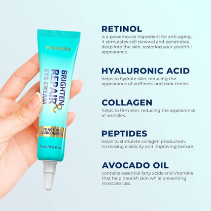 4-in-1 Under Eye Brightener – Anti-Aging Cream with 5% Caffeine, Niacinamide, Retinol & Peptides | Reduces Dark Circles, Puffiness & Wrinkles